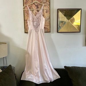 70S VINTAGE UNDERCOVER WEAR STR BOHO LONG NIGHTGOWN SLIP DRESS VINTAG LINGERIE M